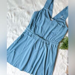 Athleta 659323-02 Women's M or L Blue Savannah Strap Drawstring Waist Mini Dress